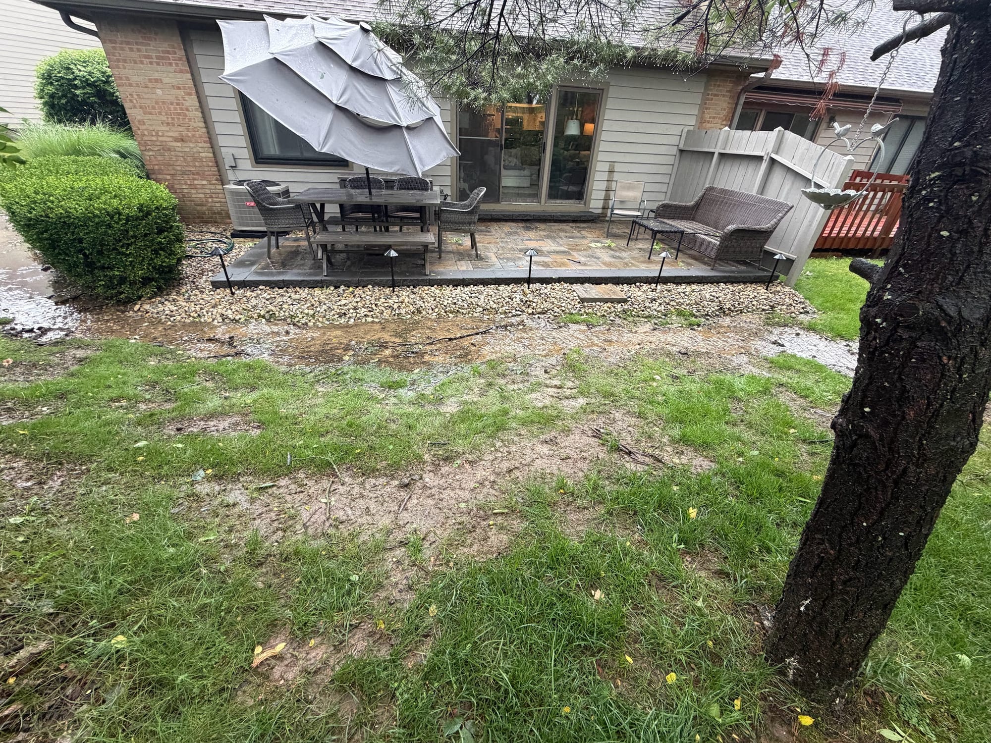 Backyard beds and patio prepped for renovation